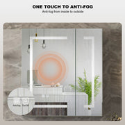 Bathroom Mirror Cabinet LED Wall Mounted 650x600mm with Demister Shaver Storage