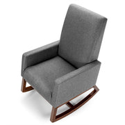 Modern Rocking Chair Upholstered Fabric Leisure Armchair with Rubber Wood Base