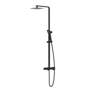 Thermostatic Mixer Shower Bathroom Square Rainfall Dual Head Handset Mat Black