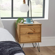 Industrial Wooden Bedside Cabinet End Side Tables Nightstand Storage 2 Drawer