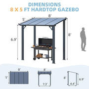 3 x 3m Wall Mounted Pergola Outdoor Aluminium Gazebo Patio Lean to Awning Deck