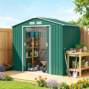 7 x 4ft Garden Shed Storage with Foundation Kit and Vents, Green