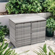 Double Wheelie Bin Store Poly Rattan Garden Outdoor Garbage Storage Shed Cover