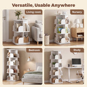 4-Tier Rotating Bookshelf Bookcase Display Floor Standing Corner Revolving Shelf