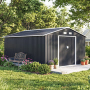13 x 11ft Garden Shed Storage with Foundation Kit and Vents, Grey