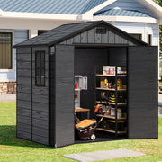 Plastic Sheds Outdoor Garden Shed 8x4FT Wood Grain Utility Tool Storage House