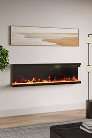 60 inch LED Fireplace Media Wall Fire Wall Mounted / Standing Electric Heater UK
