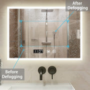 Large Rectangular LED Bathroom Mirror with illumination, Anti-Fog, Wall Mount