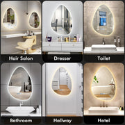 Pebble LED Bathroom Wall Mirror Demister Illuminated Light Up 500x700 Waterproof