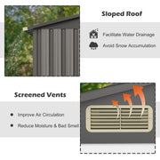 Galvanised Steel Shed 6x4 FT Outdoor Storage Shed with Sliding Door