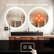 Round LED Bathroom Wall Mirror Demister Illuminated Light Up 500x500 Waterproof