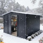 8 x 6ft Garden Storage Shed Outdoor Metal Garden Sheds with Sliding Door GREY