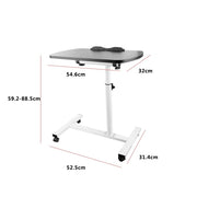 Adjustable Overbed Table Bedside Laptop Tray Table on Wheels Hospital Home Grey