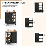 Utility Cart on Lockable Wheels Kitchen Island Rolling Cart-Black