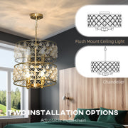 Crystal Chandelier w/Adjustable Height, 4-Light Ceiling Light Refurbished