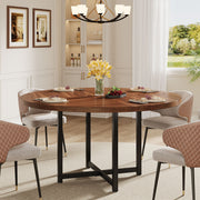 Modern Round Dining Table for 4-6, 120cm Circle Kitchen Table, Wood Dinner Table