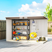 9 x 4FT Metal Garden Storage Shed w/ 2 Door, Light Grey Wood Grain