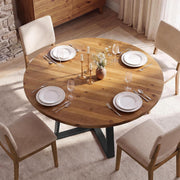 120cm Solid Wood Round Dining Table Modern Circle Kitchen Table for 4-6 People