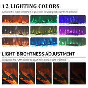 70'' Electric Fireplace 12 LED Color Media Freestand/Inset Fire 3 Side Panoramic