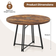 GYMAX 47 Inch Dining Table Round Kitchen Table for 4-6 People Brown