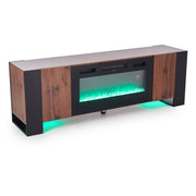 Wooden TV Stand Cabinet Unit with Electric Fireplace 12 Colour LED Fire Heater