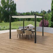 3 x 3 m Metal Pergola Gazebo Patio Sun Shelter Retractable Canopy Garden Shelter