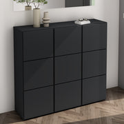 Shoe Storage Cabinet Wooden Shoe Rack Space-saving 3 Units 6 Tiers Many Colors