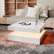 High Gloss Square LED Coffee Table Cocktail End Table Tea Tables for Living Room