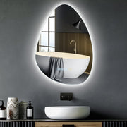 Pebble LED Bathroom Wall Mirror Demister Illuminated Light Up 500x700 Waterproof