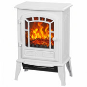 Freestanding Electric Fireplace Stove with LED Flame, 2000W, White
