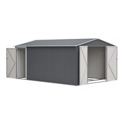 10x14FT Galvanized Metal Garden Shed Lockable Door Tool Storage shed, Grey
