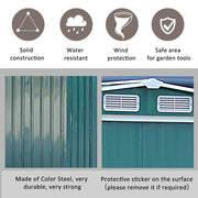8x8 FT Peak Roof Steel Storage Shed, Pre-drilled Steel Panels, Outdoor Tool Shed