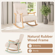 Nursery Rocking Chair Upholstered Glider Rocker w/High Backrest-Beige