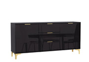 TV Unit TV Stand Sideboard Cabinet Media Console High Gloss Black Gold 140cm