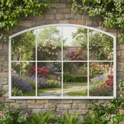 Distressed White Arched Window Wall Mirror - 100cm x 70cm