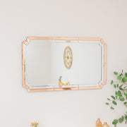 Rectangle Pink Glass Art Deco Wall Mirror 60cm x 100cm coloured glass vintage