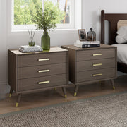Large 6 Drawer Chest Of Drawers & Pair of 3 Drawer Bedside Tables - Oslo Dark Wo