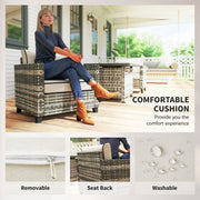 5 PCs Rattan Garden Furniture Set with Fire Pit Table, Grey