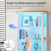 7-Tiers Tall Display Cabinet with Glass Doors & 3-Colour LED Lights for Figures