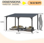 Aluminium Lean to Gazebo Outdoor Metal Harodtop Wall-Mounted Heavy Duty Pergolas