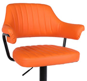 SET OF 2 PLUSH BAR STOOLS, GAS LIFT, BREAKFAST KITCHEN BAR PADDED ARMS & BACK