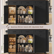 Kitchen Island on Wheels Mobile Trolley Trash Bin Cabinet Drop Leaf Power Outlet