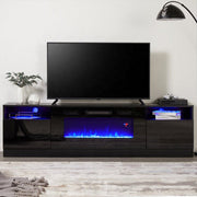 70inch Black TV Stand Cabinet Electric Fireplace Unit 12 LED Colour Fire Flame