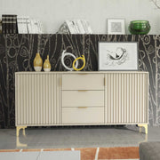 TV Unit Sideboard TV Stand Cabinet Cupboard Storage Milled Fronts Cashmere 140cm