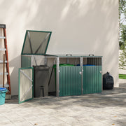 Triple Wheelie Bin Storage Metal Store Cover Garden Rubbish Dustbin 3 Shed House