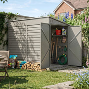 Garden Shed Metal Pent Roof 4.6x9FT Outdoor House Tool Storage w/ Lockable Door