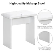 White Dressing Table with LED Lights Mirror Stool Drawers Vanity Makeup Desk Set