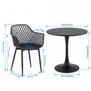 4 Seater Dining Table Set Round Kitchen Black Table 4 Black Chairs Modern Home