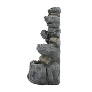 Multi-Tiers Rock LED Water Feature Garden Fountain Solar Powered Outdoor Statues