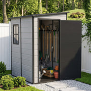 5X4FT Plastic Garden Shed Outdoor Tool Storage Sheds Lockable House with Window